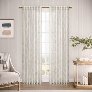 Ricardo Sheer Leaf Rod Pocket w/Back Tabs Panel 52x63 White